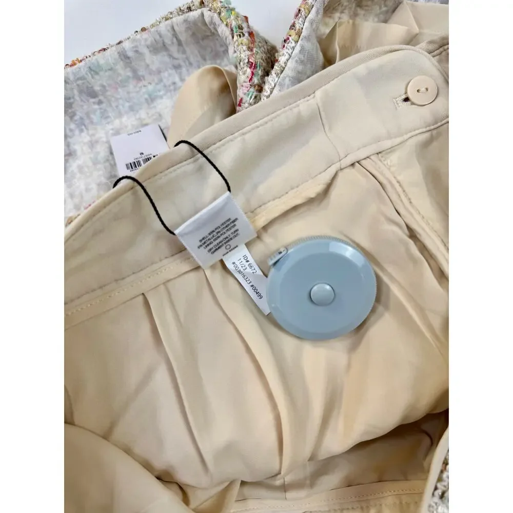 Tweed High Waisted Shorts Cream Women's 10 Chanel Inspired Parisian Vacation NWT - Picture 14 of 16